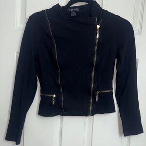 Women's Black Jacket with Gold Zippers